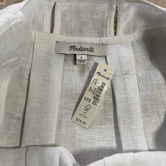 Madewell Embroidered A-Line Top 100% Linen White Flowy Lightweight Size Small - Picture 5 of 8